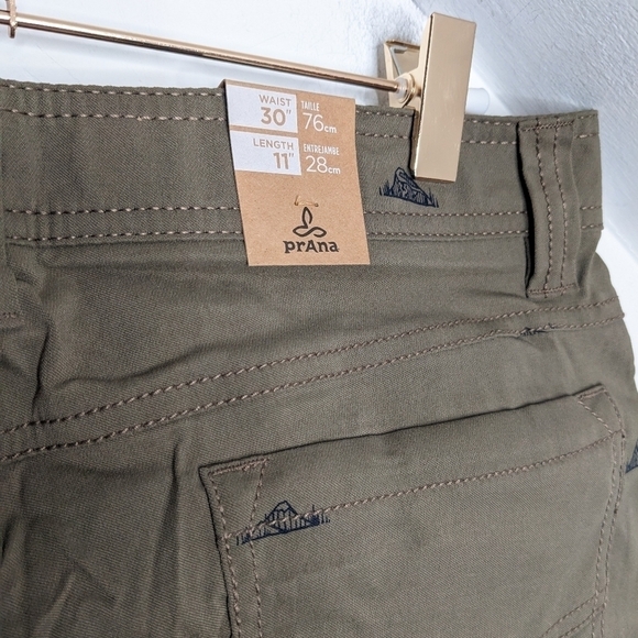 PRANA Men's Brion Short 11" Inseam Printed Slate Green Crux Rock NEW Size 30 - Picture 3 of 6